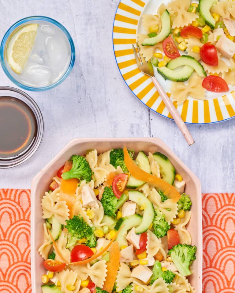 Rainbow pasta salad Recipe by Annabel Karmel