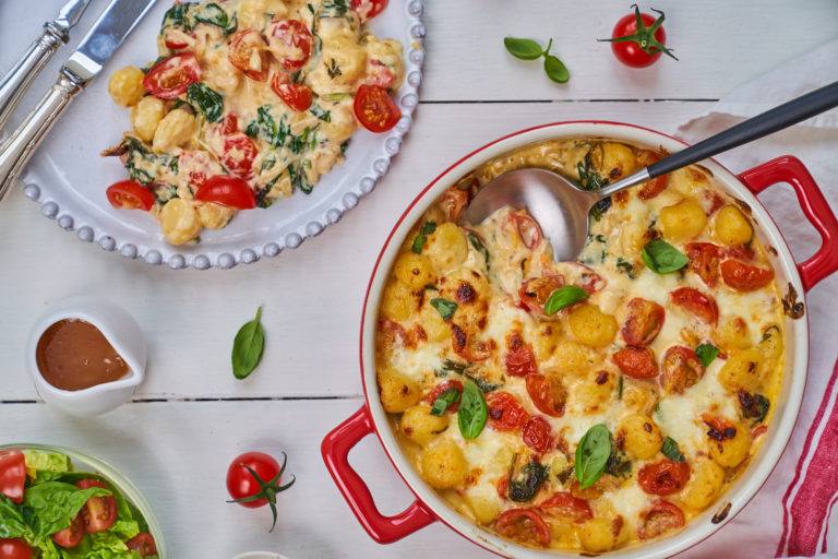 Cherry Tomato & Spinach Gnocchi Bake recipe by Annabel Karmel