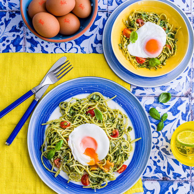 Easy Peasy Poached Egg Spaghetti recipe by Annabel Karmel