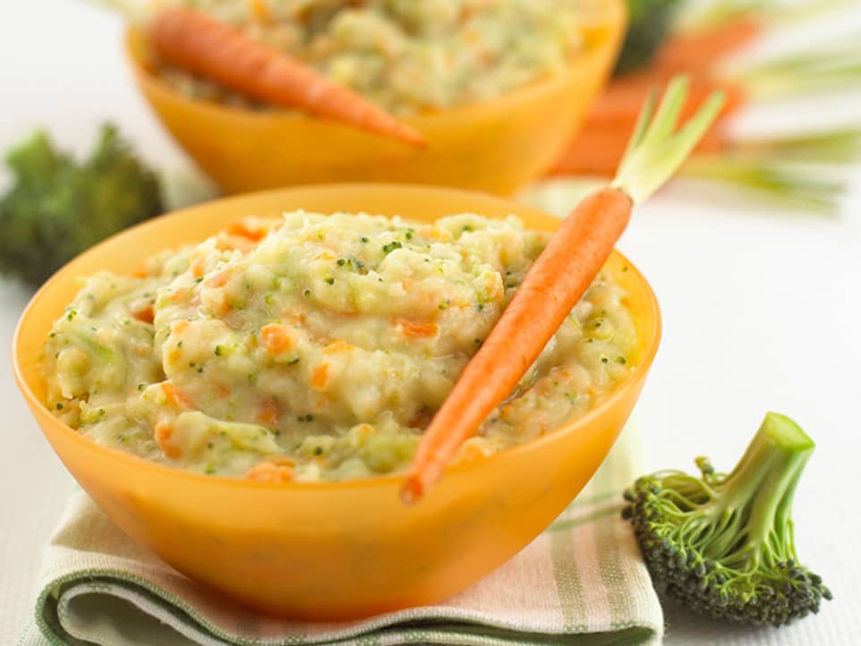 Carrots, Broccoli & Cheese Puree recipe by Annabel Karmel