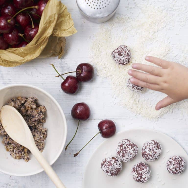 Cherry & Chia Seed Balls recipe by Annabel Karmel