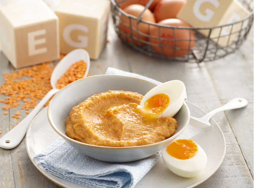 Lovely lentil egg - puree recipe by Annabel Karmel