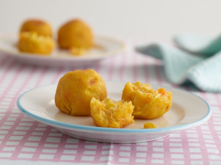 Potato, Carrot & Sweetcorn Balls recipe by Annabel Karmel