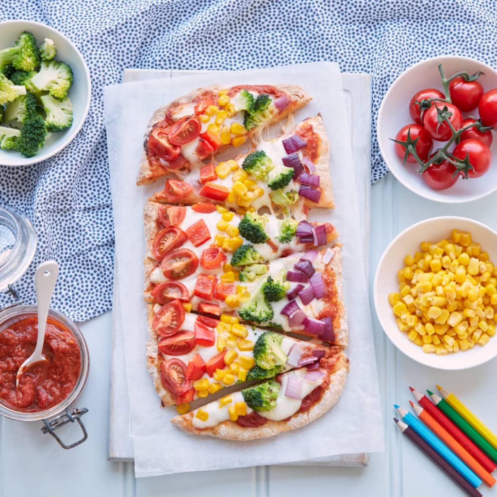 Top 10 meals to make for picky eaters - Rainbow Pizza Recipe by Annabel Karmel